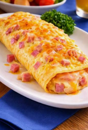 Omelette jambon fromage
